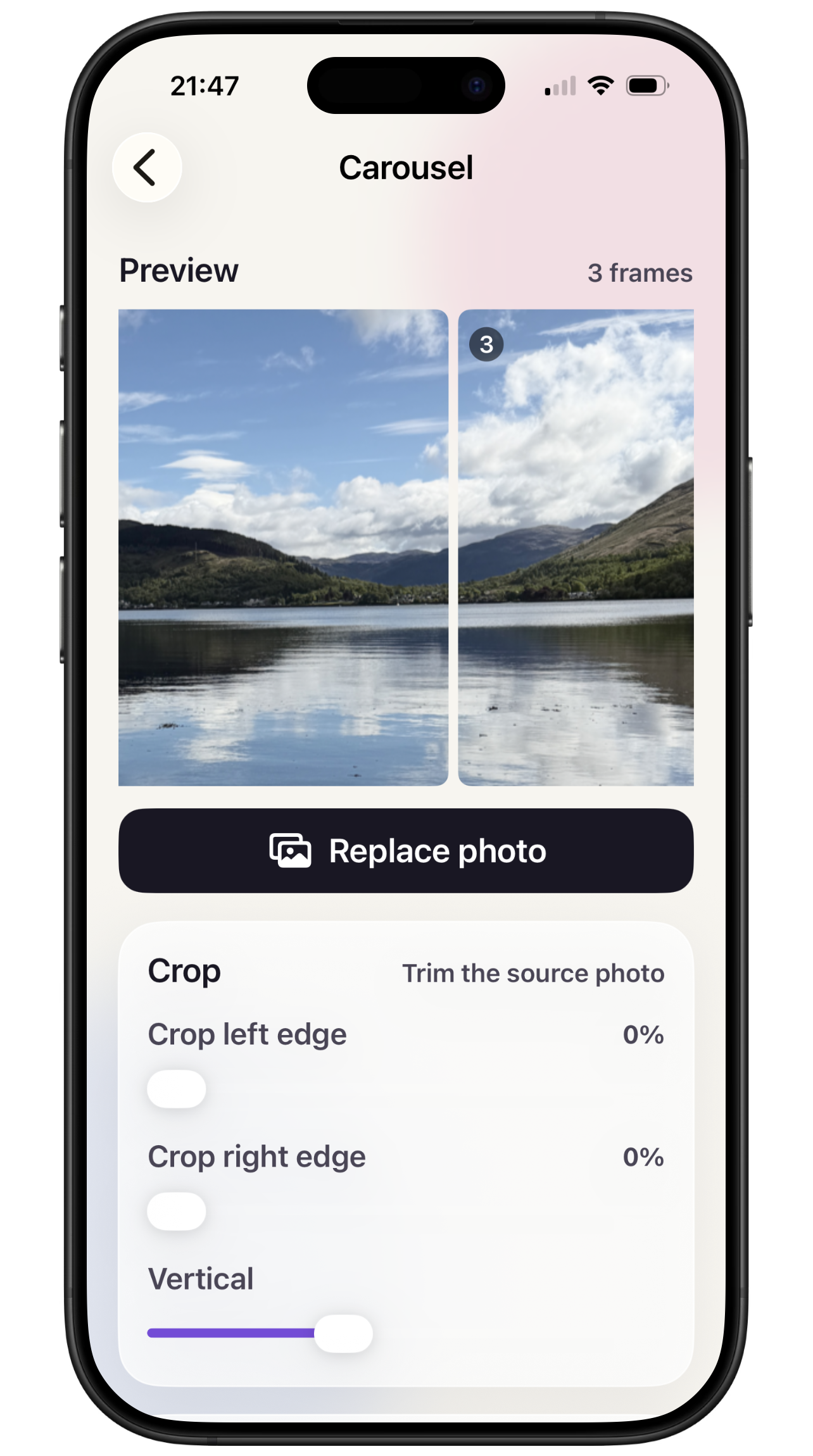 PicWiz carousel layout screenshot