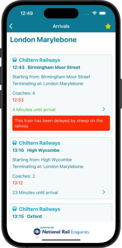 Train Departure Board UK arrivals and service updates
