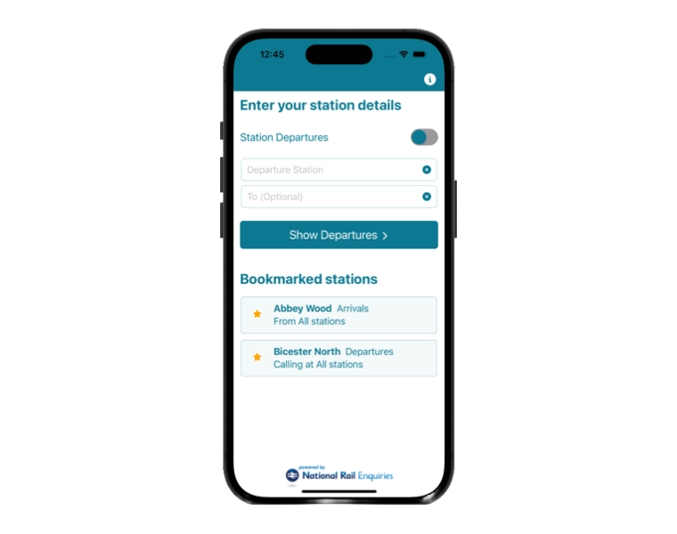 Train Departure Board UK app screens